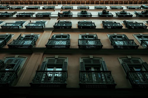 Windows with Balconies in Building