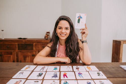 Woman with Education Cards
