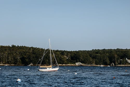 White Sailboat in the Blue Ocean 