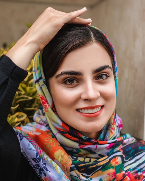 Free Beautiful Woman in Colorful Hijab  Stock Photo