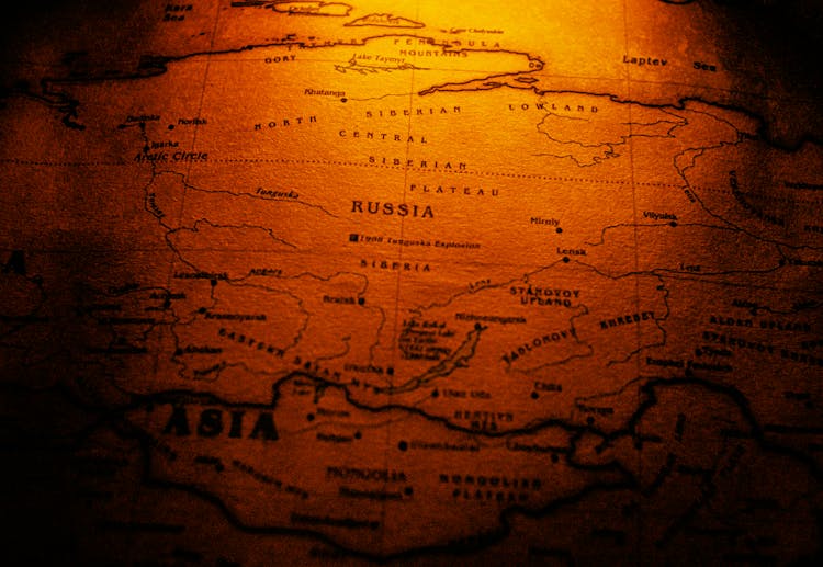 Close Up Of Russia Map 