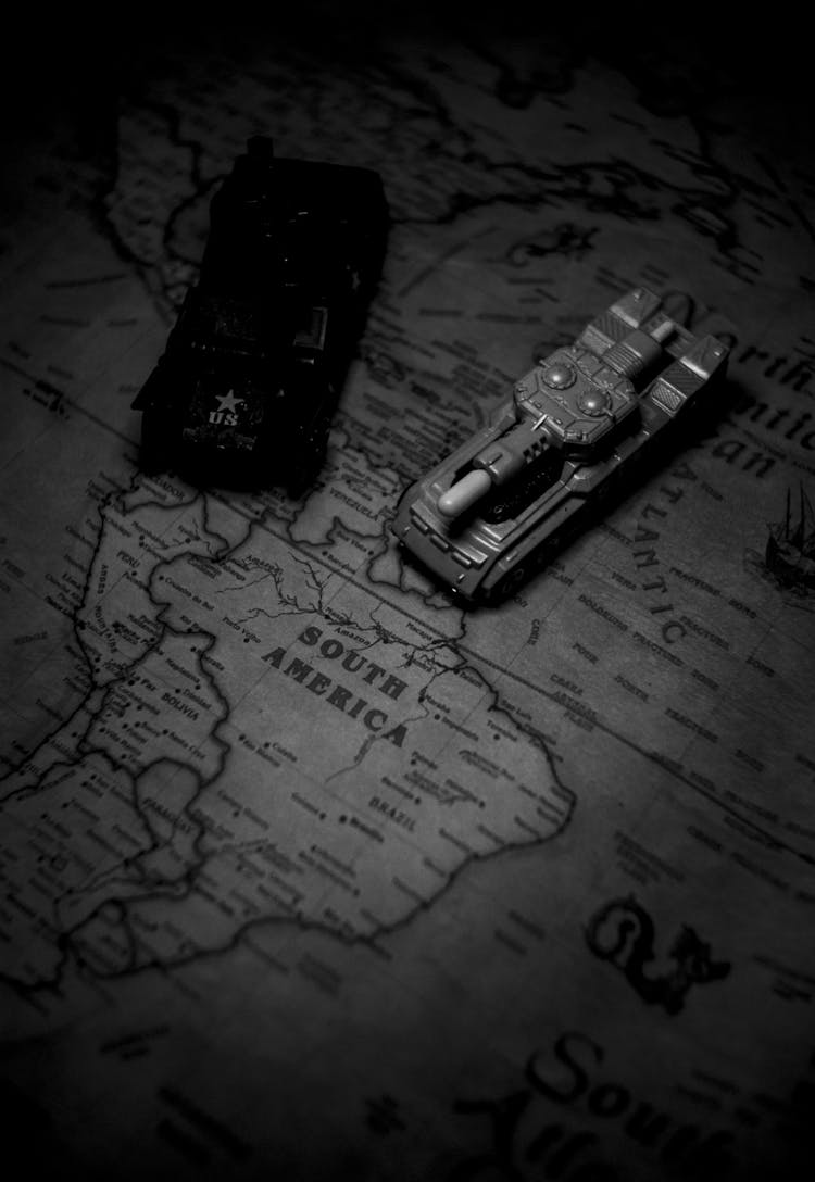 Military Toy Vehicles On A Map