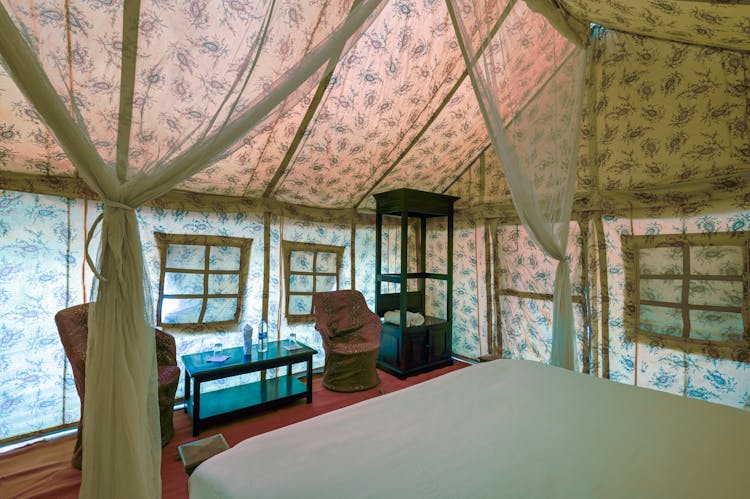 Bedroom Interior In Glamping Tent