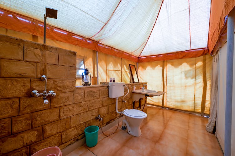 A Bathroom In A Tent