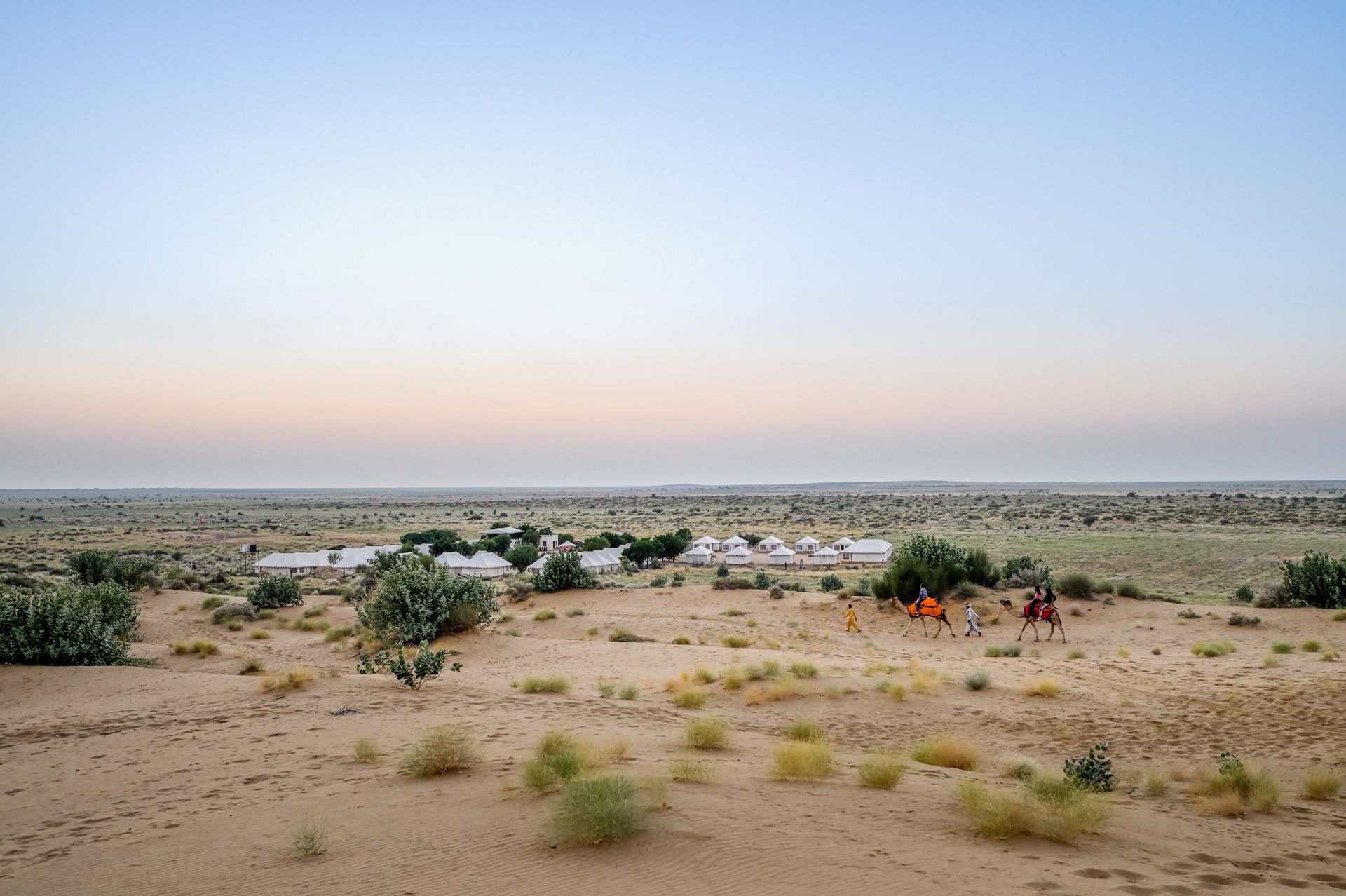 Camel safari at sunset on the Sam Sand Dunes, Jaisalmer