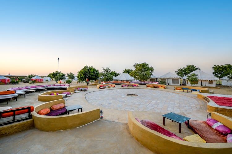 Common Relaxation Area On A Tent Camping On A Desert 