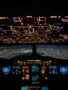 Backlit Instrument Panel of an Airplane Cockpit