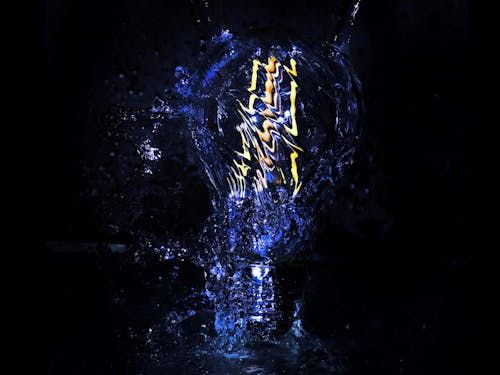 Abstract Art with Water and Light Bulb