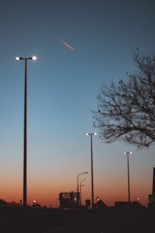 Street lights During Sunset