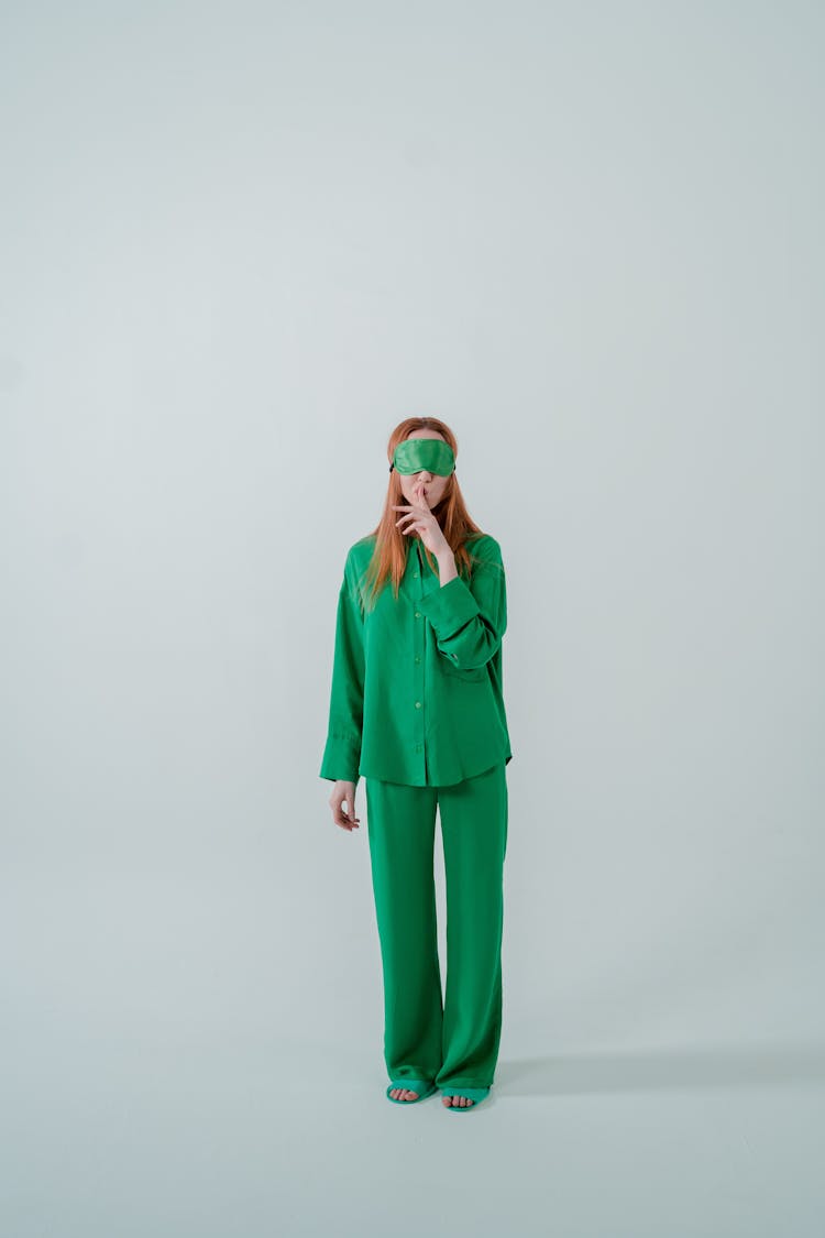 A Person Wearing Green Sleepwear