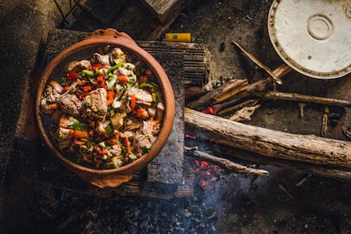 Cooking Food on a Clay Pot