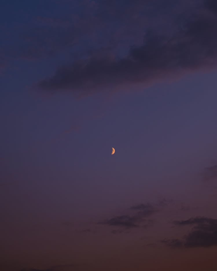 Moon Crescent In Night Sky