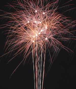 A stunning fireworks explosion lighting up the night sky, perfect for celebrations.