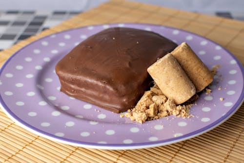 Desserts on a Purple Dotted Plate