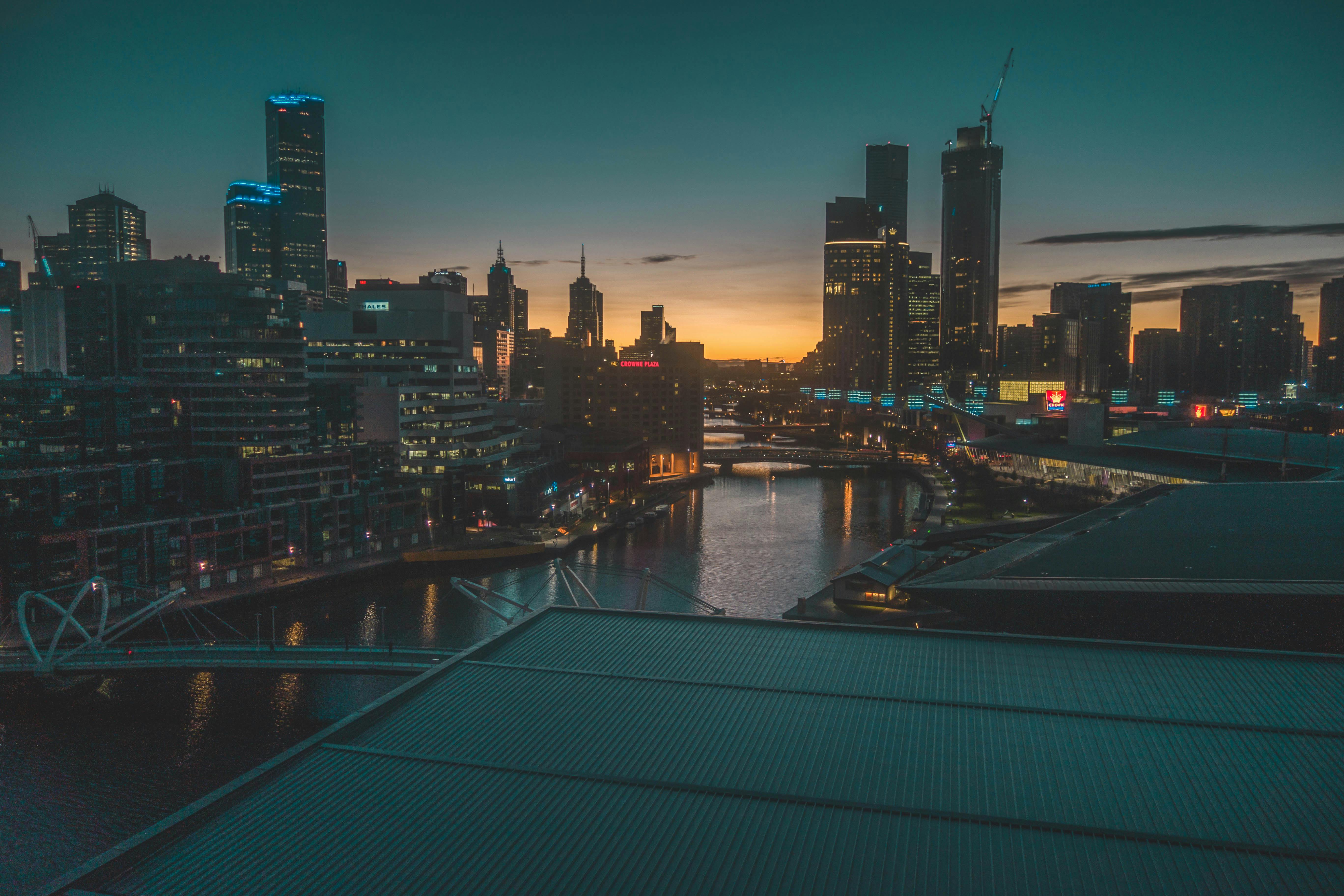 Panoramic View Of Lighted City At Night · Free Stock Photo