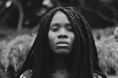 Free Grayscale Photo of Braided Hair Woman Stock Photo