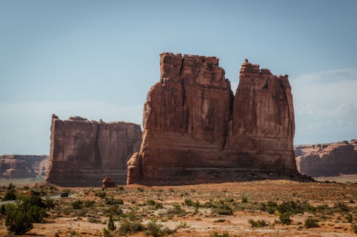 Brown Rock Formations Under the Sky