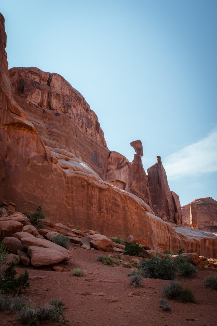 Desert Cliffs In Arches National Park, Utah, United States 