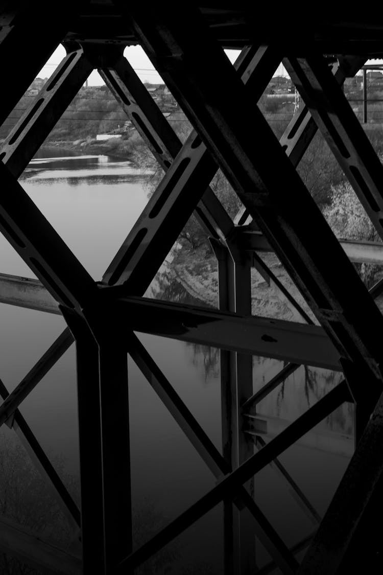 Metal Beams Under A Bridge