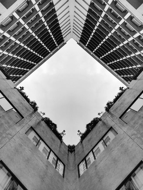 Stunning low-angle view of contemporary skyscraper architecture in Petaling Jaya, Malaysia.