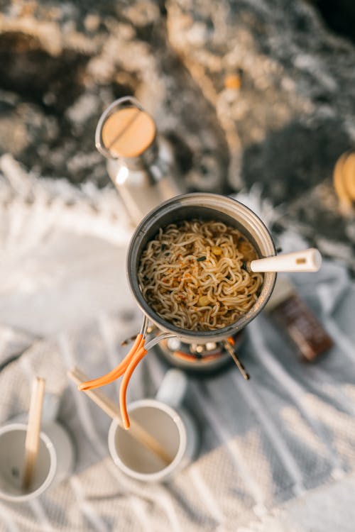 Instant Noodles on a Cooking Pot