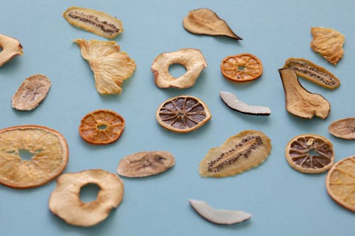 Dry Fruits on a Blue Background