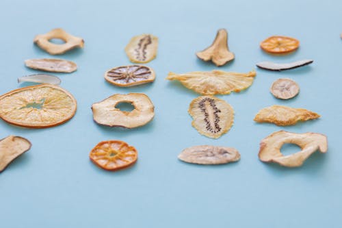 Fruit Slices on Blue Background