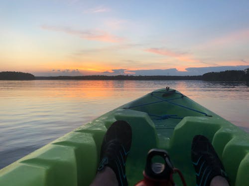 Free stock photo of golden sunset, kayaking, water reflection Stock Photo