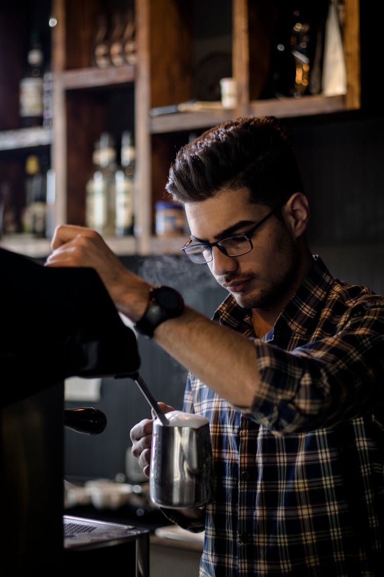 A Man Making A Coffee