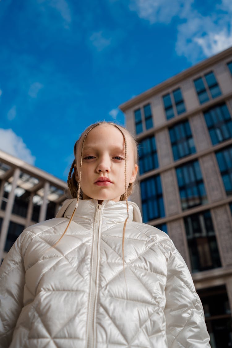 Low Angle Shot Of A Girl 