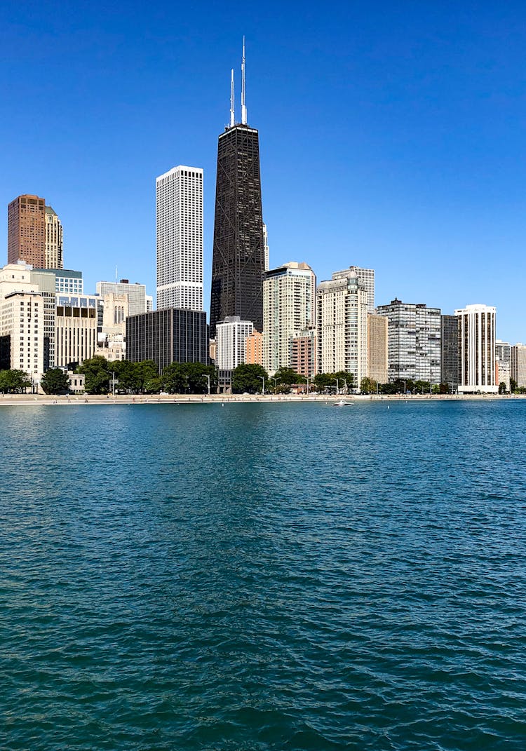 The Chicago Skyline View From Across Chicago River