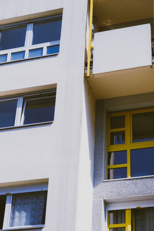 Free Close-up of a modern residential building facade in Strasbourg, France. Stock Photo