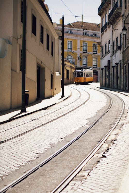 Orange Tram on Lisbon Street