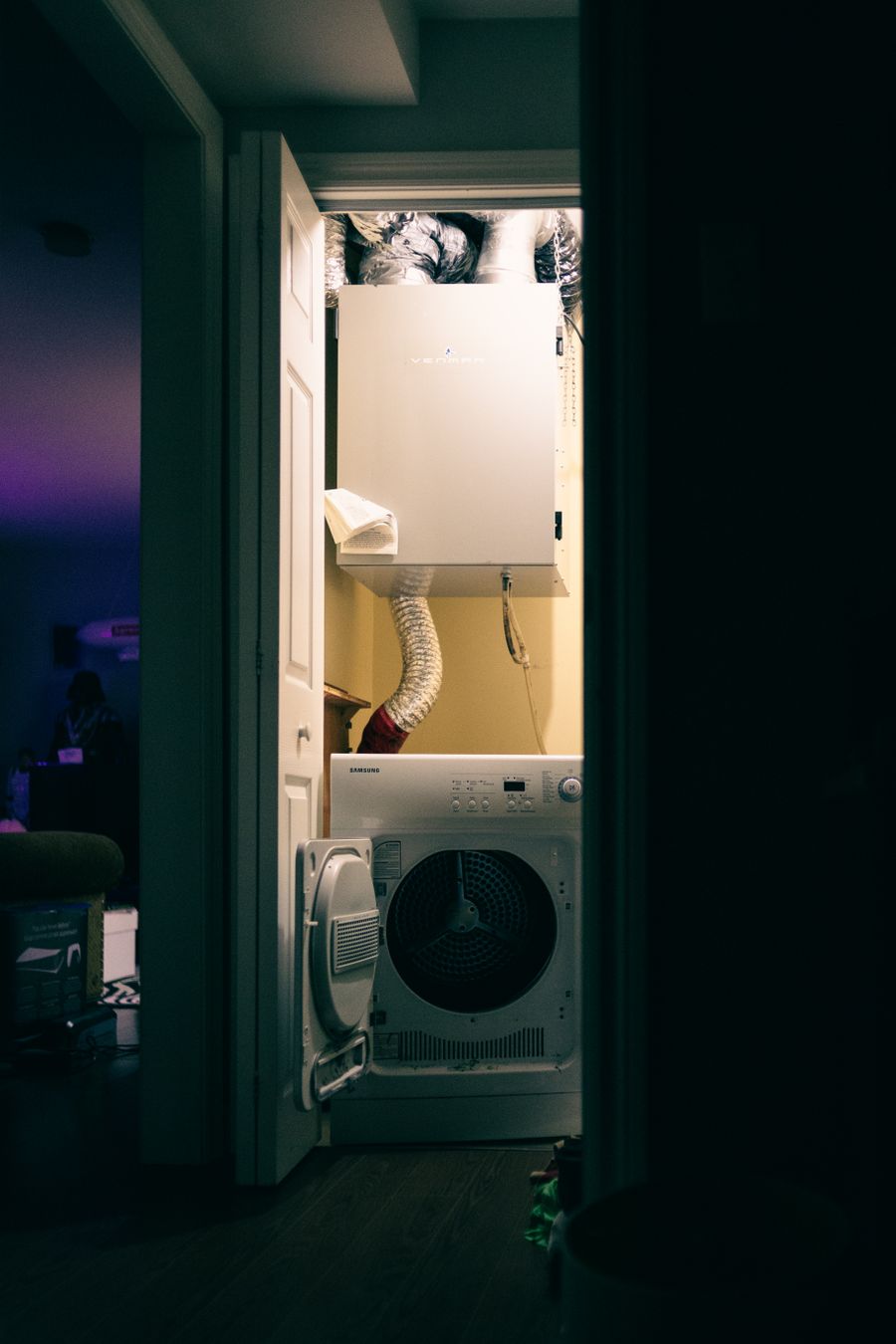 front-load washer with the panel open