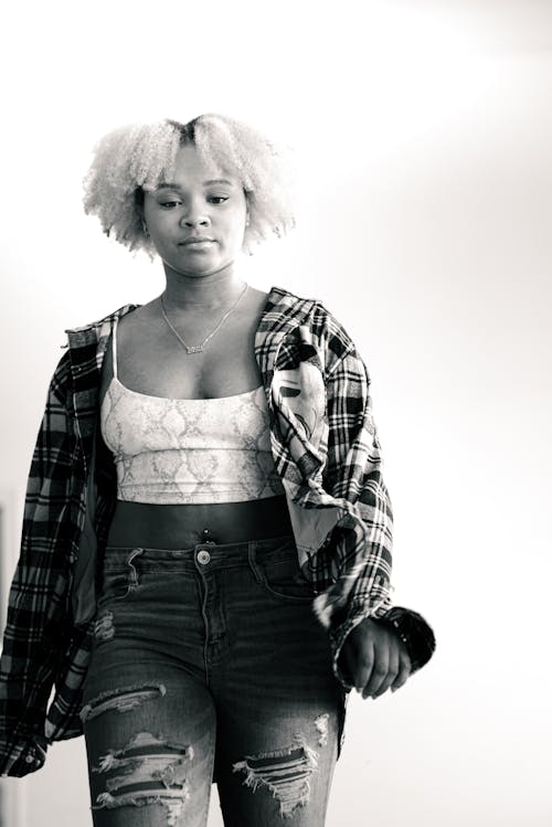 Kostnadsfri bild av afrikansk amerikan kvinna, gråskale, person