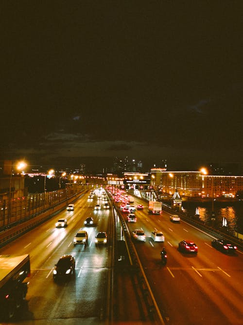 akşam, ışıklar, köprü içeren Ücretsiz stok fotoğraf