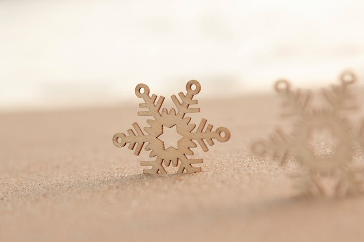 Wooden Christmas Ornament In A Snowflake Shape 