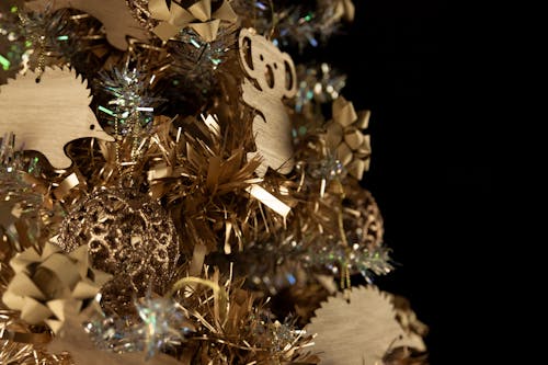 Close-up of Christmas Ornaments and Tinsel
