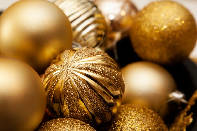 Gold Christmas Baubles Ornaments