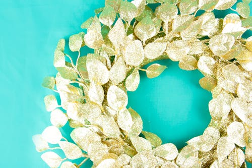 Wreath Covered with Gold Glitters