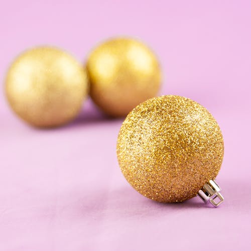 Christmas Ornament in Golden Glitter