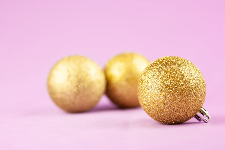 Glitter Golden Balls For Fir Tree Decoration