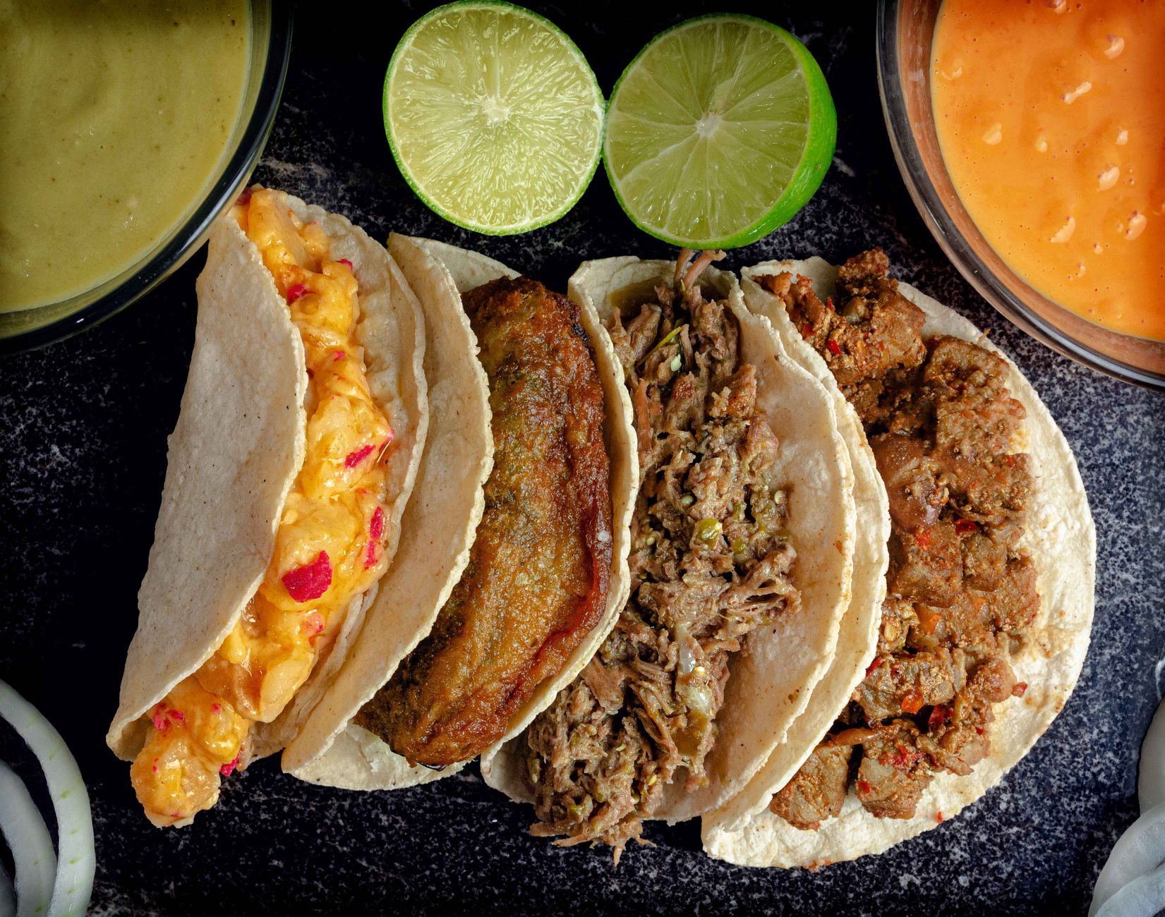 Red Chile Short Rib Tacos with toppings