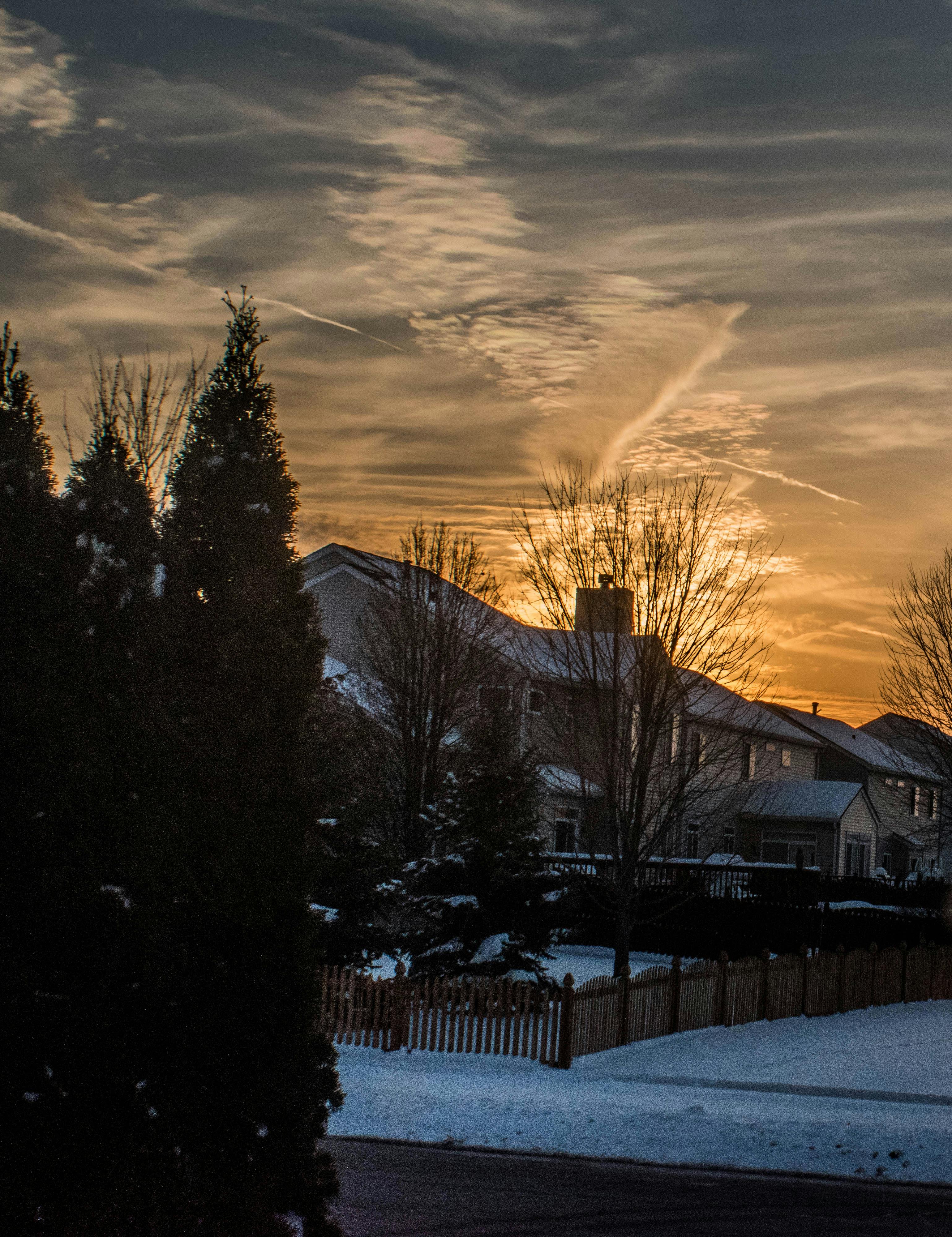 Free stock photo of golden sunset, sunset, winter landscape