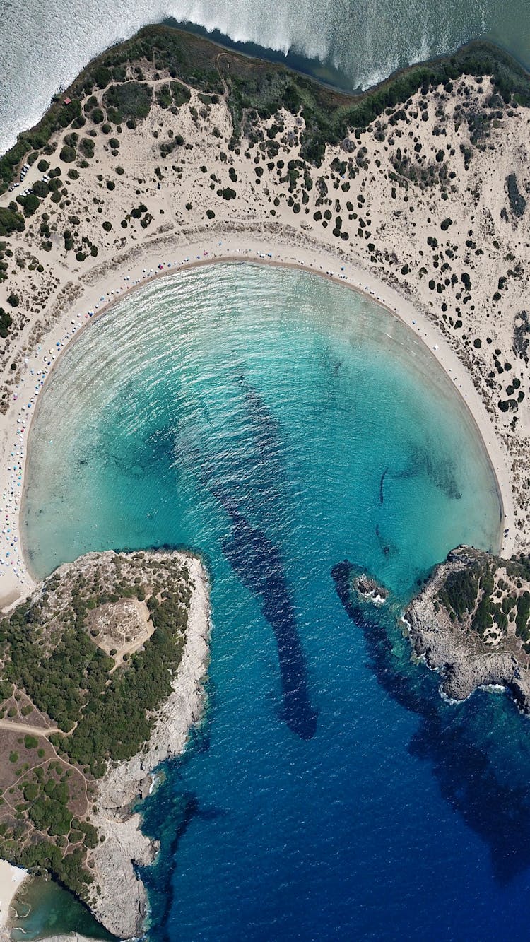 
An Aerial Shot Of The Voidokilia Beach