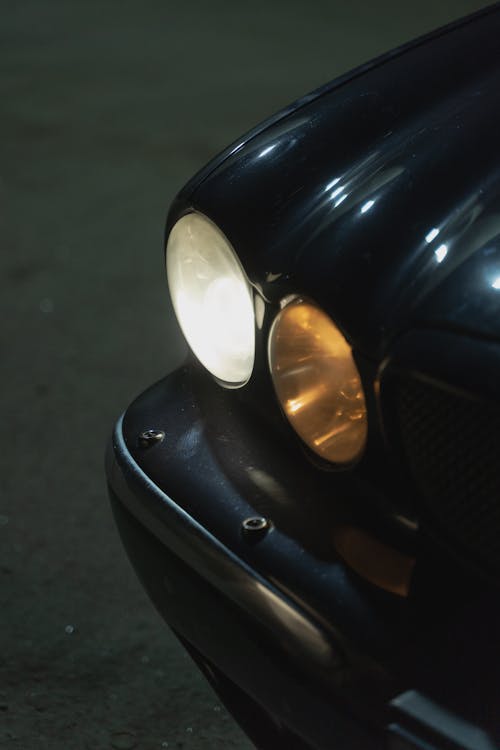 Black Motorcycle With Yellow Light