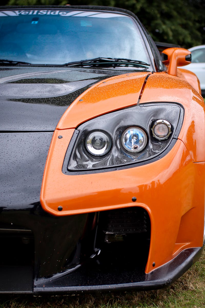 Close-up of the Headlight of a Mazda Rx-7