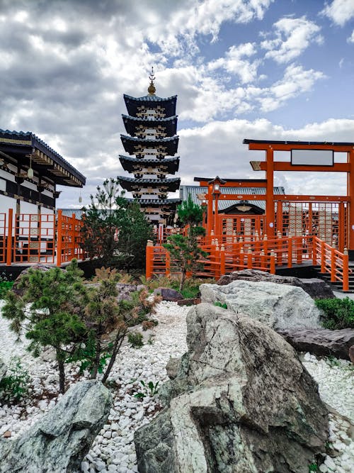 A Rock Garden near Japanese Style Buildings