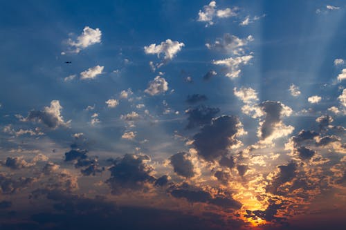 Free White Clouds and Blue Sky during Sunset Stock Photo