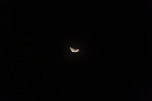 Free Half Moon in the Dark Night Sky Stock Photo